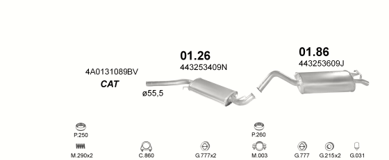 Auspuffanlage für AUDI 100 2.3