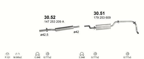 Auspuffanlage für VOLKSWAGEN CADDY 1.6 D