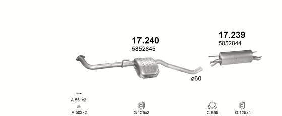 Auspuffanlage für OPEL OMEGA B 2.0 D (2.0 DTi Turbo Diesel 16V)