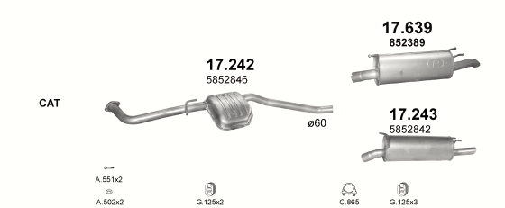 Auspuffanlage für OPEL OMEGA B 2.0 D (2.0 DTi Turbo Diesel)