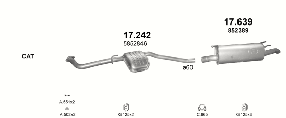 Auspuffanlage für OPEL OMEGA B 2.5 D (2.5 Turbo Diesel)