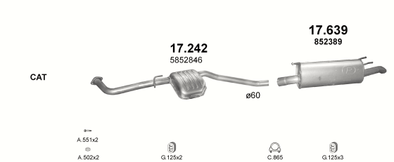 Auspuffanlage für OPEL OMEGA B 2.5 D (2.5 DTi Turbo Diesel)