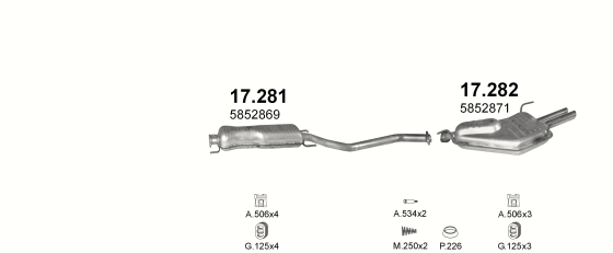 Auspuffanlage für OPEL VECTRA B 2.6 (2.6i V6)