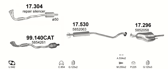 Auspuffanlage für OPEL ASTRA G 1.4 (1.4i 16V)