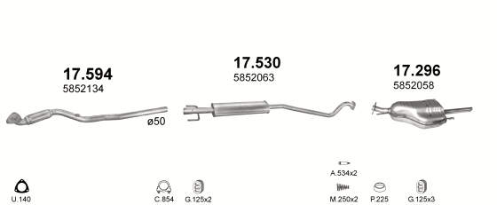 Auspuffanlage für OPEL ASTRA G 1.4 (1.4i 16V)