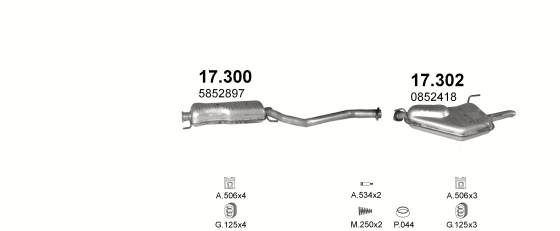 Auspuffanlage für OPEL VECTRA B 2.2 D (2.2 DTi Turbo Diesel)