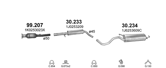 Auspuffanlage für SEAT LEON 1.6 (1.6i 16V)