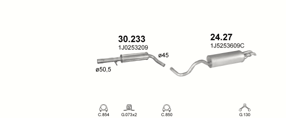 Auspuffanlage für SEAT TOLEDO 1.9 D (1.9 SDi Diesel)