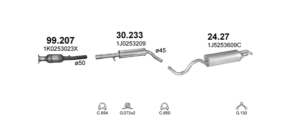 Auspuffanlage für VOLKSWAGEN BORA 1.4 (1.4i 16V)