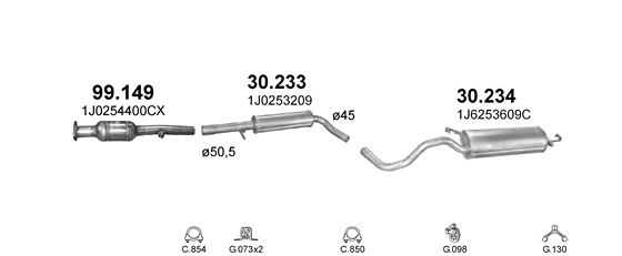 Auspuffanlage für VOLKSWAGEN GOLF IV 1.6 (1.6i 16V)