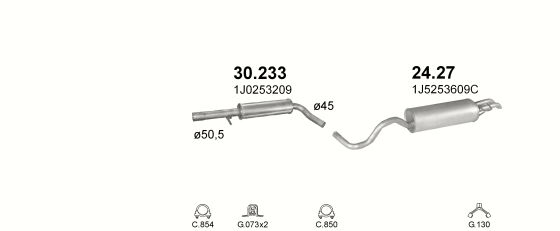 Auspuffanlage für VOLKSWAGEN GOLF IV 1.9 D (1.9 SDi Diesel)