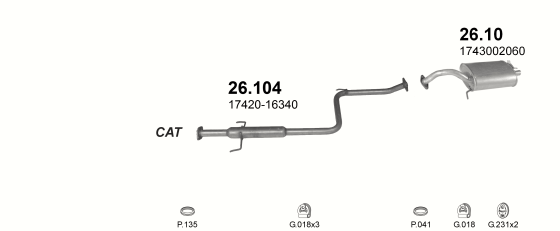 Auspuffanlage für TOYOTA COROLLA 1.3 (1.3i 12V)