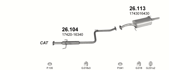 Auspuffanlage für TOYOTA COROLLA 1.3 (1.3i 16V)