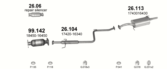 Auspuffanlage für TOYOTA COROLLA 1.6 (1.6i 16V)
