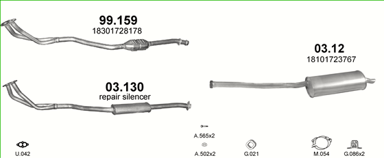 Auspuffanlage für BMW 3 E36 1.6 (E36 316i)