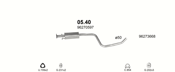 Auspuffanlage für DAEWOO NUBIRA II 2.0 (2.0i 16V DOHC)