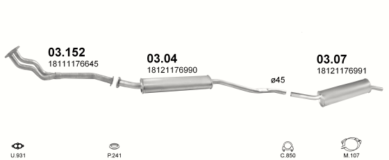 Auspuffanlage für BMW 3 E30 1.8 (E30 318i)