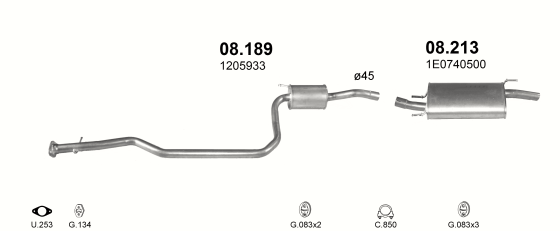 Auspuffanlage für FORD FIESTA 1.8 D (1.8 Diesel)