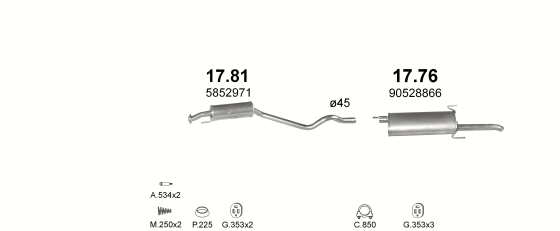 Auspuffanlage für OPEL ASTRA F 1.7 D (1.7 TD DTL)