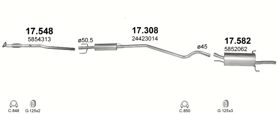 Auspuffanlage für OPEL ASTRA G 1.2 (1.2i 16V)