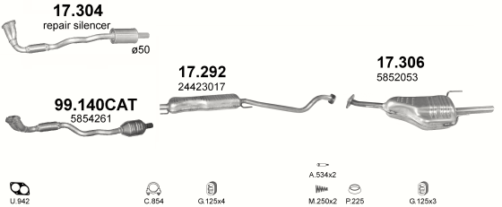 Auspuffanlage für OPEL ASTRA G 1.8 (1.8i 16V)