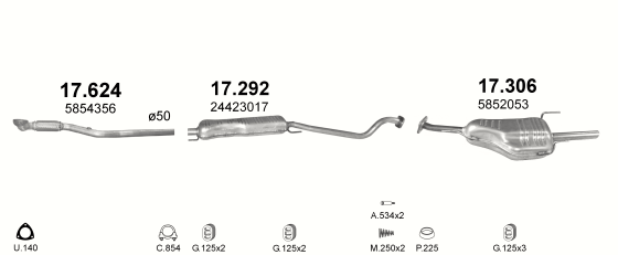 Auspuffanlage für OPEL ASTRA G 1.8 (1.8i 16V)