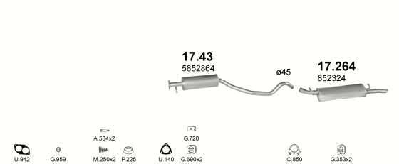 Auspuffanlage für OPEL VECTRA A 1.6 (1.6i AUT)