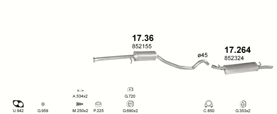 Auspuffanlage für OPEL VECTRA A 1.6 (1.6i AUT)