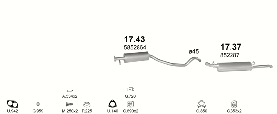 Auspuffanlage für OPEL VECTRA A 1.6 (1.6i AUT)