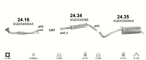 Auspuffanlage für VOLKSWAGEN POLO 1.4 (1.4i 16V)