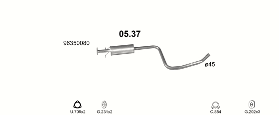 Auspuffanlage für DAEWOO NUBIRA II 1.6 (1.6i 16V DOHC)