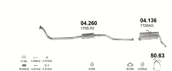 Auspuffanlage für PEUGEOT PARTNER 1.8 D (1.8 Diesel)