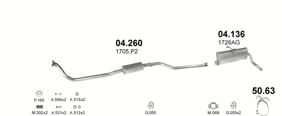 Auspuffanlage für CITROEN BERLINGO 1.9 D (1.9 Diesel)