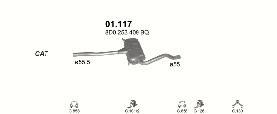 Auspuffanlage für AUDI A4 2.5 D (2.5 TDi AKN)