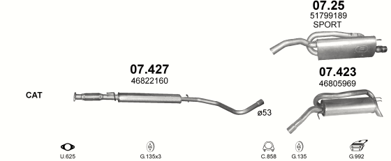 Auspuffanlage für FIAT STILO 1.8 (1.8i 16V)