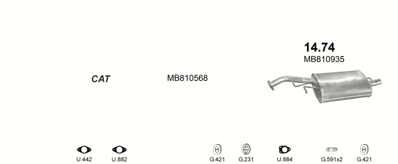 Auspuffanlage für MITSUBISHI LANCER 1.6 (1.6 16V)