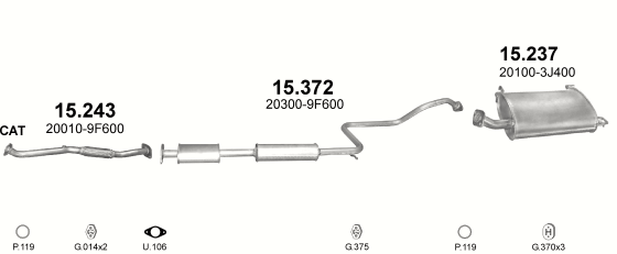 Auspuffanlage für NISSAN PRIMERA 1.8 (1.8i 16V)