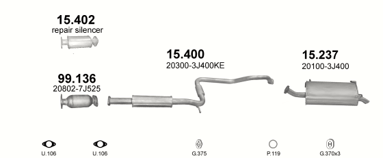 Auspuffanlage für NISSAN PRIMERA 2.0 (2.0i 16V)