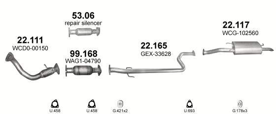 Auspuffanlage für ROVER MG ZS 2.0 D (2.0 Tdi Turbo Diesel)