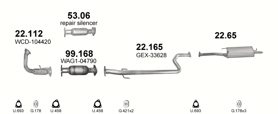 Auspuffanlage für ROVER 420 2.0 D (2.0 Turbo Diesel)