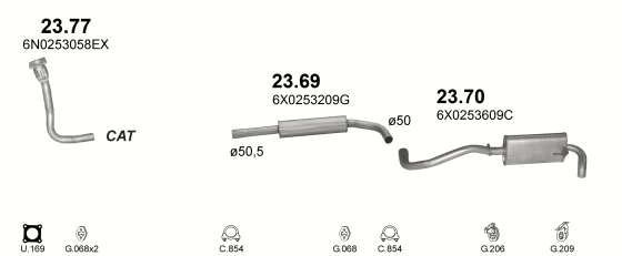 Auspuffanlage für SEAT AROSA 1.7 D (1.7 SDi Diesel)