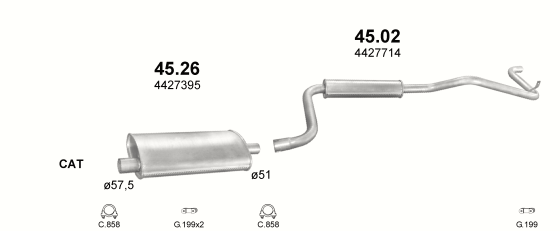 Auspuffanlage für CHRYSLER VOYAGER 2.5 (2.5i SWB)