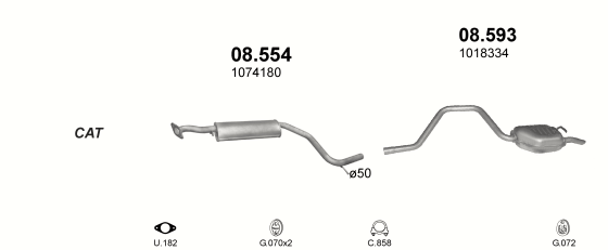 Auspuffanlage für FORD MONDEO 2.0 (2.0i 16V)