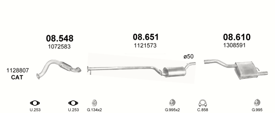 Auspuffanlage für FORD FOCUS 1.8 (1.8i 16V)