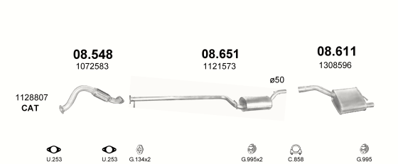 Auspuffanlage für FORD FOCUS 1.8 (1.8i 16V)