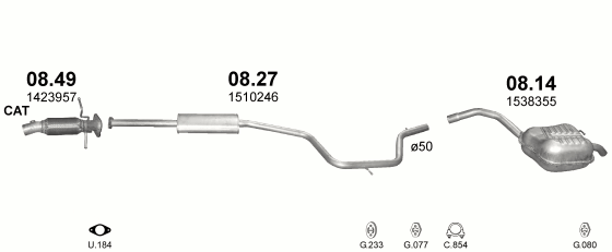 Auspuffanlage für FORD GALAXY 2.0 (2.0i 16V)