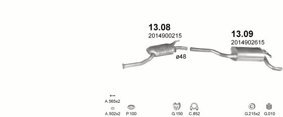 Auspuffanlage für MERCEDES 190 - W201 1.8 (W201 190 1.8E)