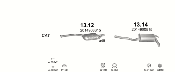 Auspuffanlage für MERCEDES 190 - W201 2.0 D (W201 190)