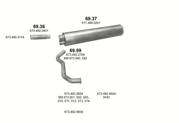 Auspuffanlage für MERCEDES 6-9 T 709/709 K/809/809 K