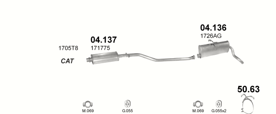 Auspuffanlage für CITROEN BERLINGO 1.8 (1.8i)